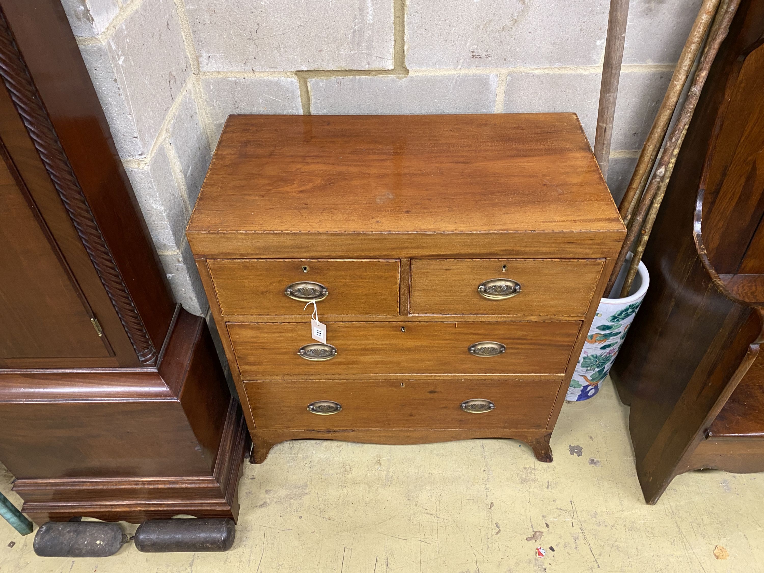 A small Regency mahogany four drawer chest, width 80cm, depth 43cm, height 82cm